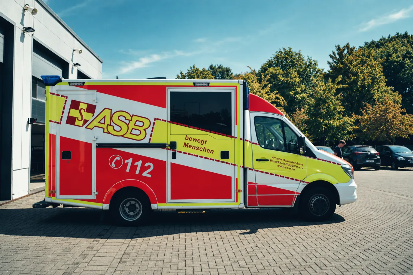 ASB-Rettungswagen vor der Wache