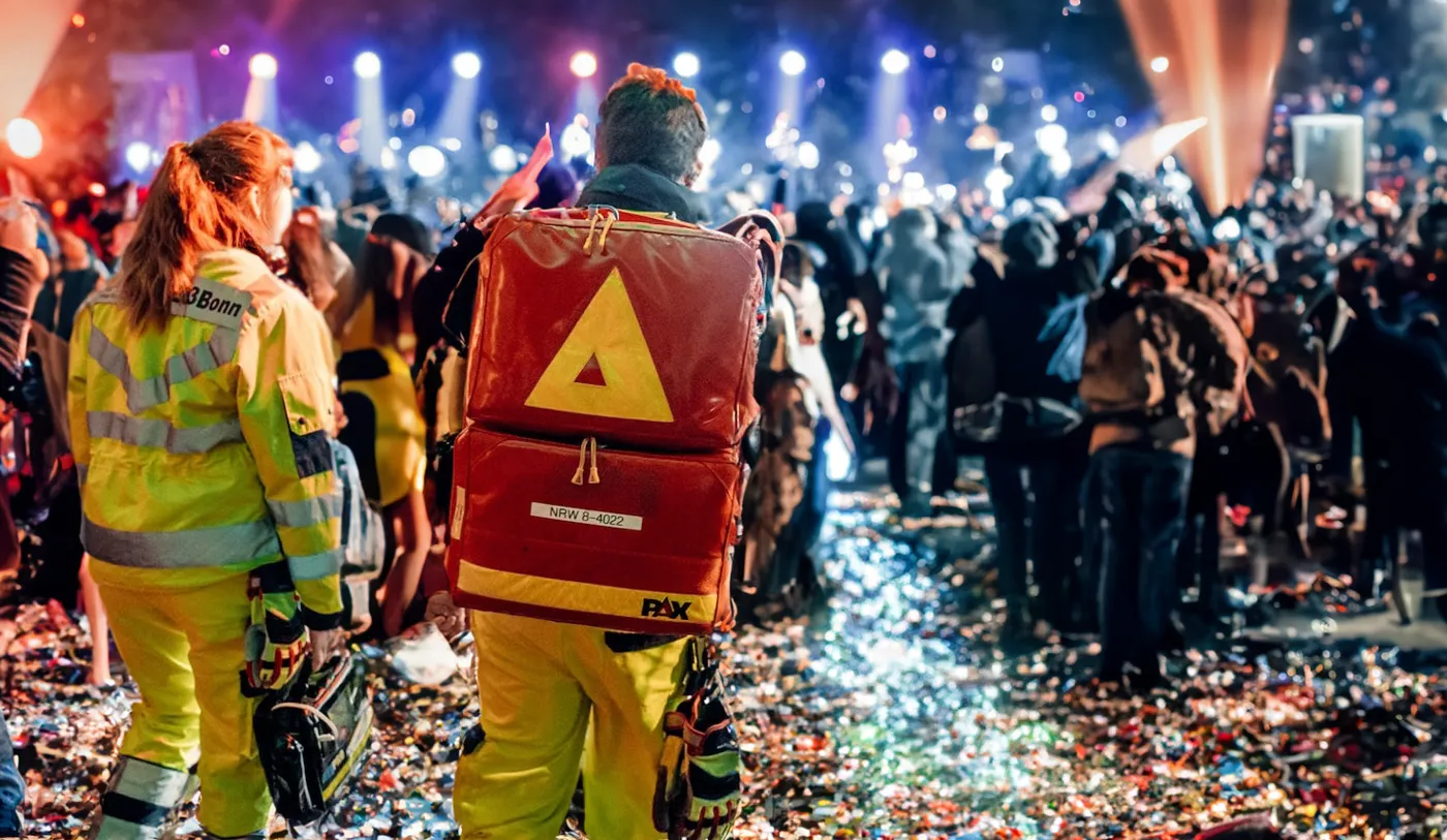 Sanitätsdienst im Einsatz bei einem Konzert
